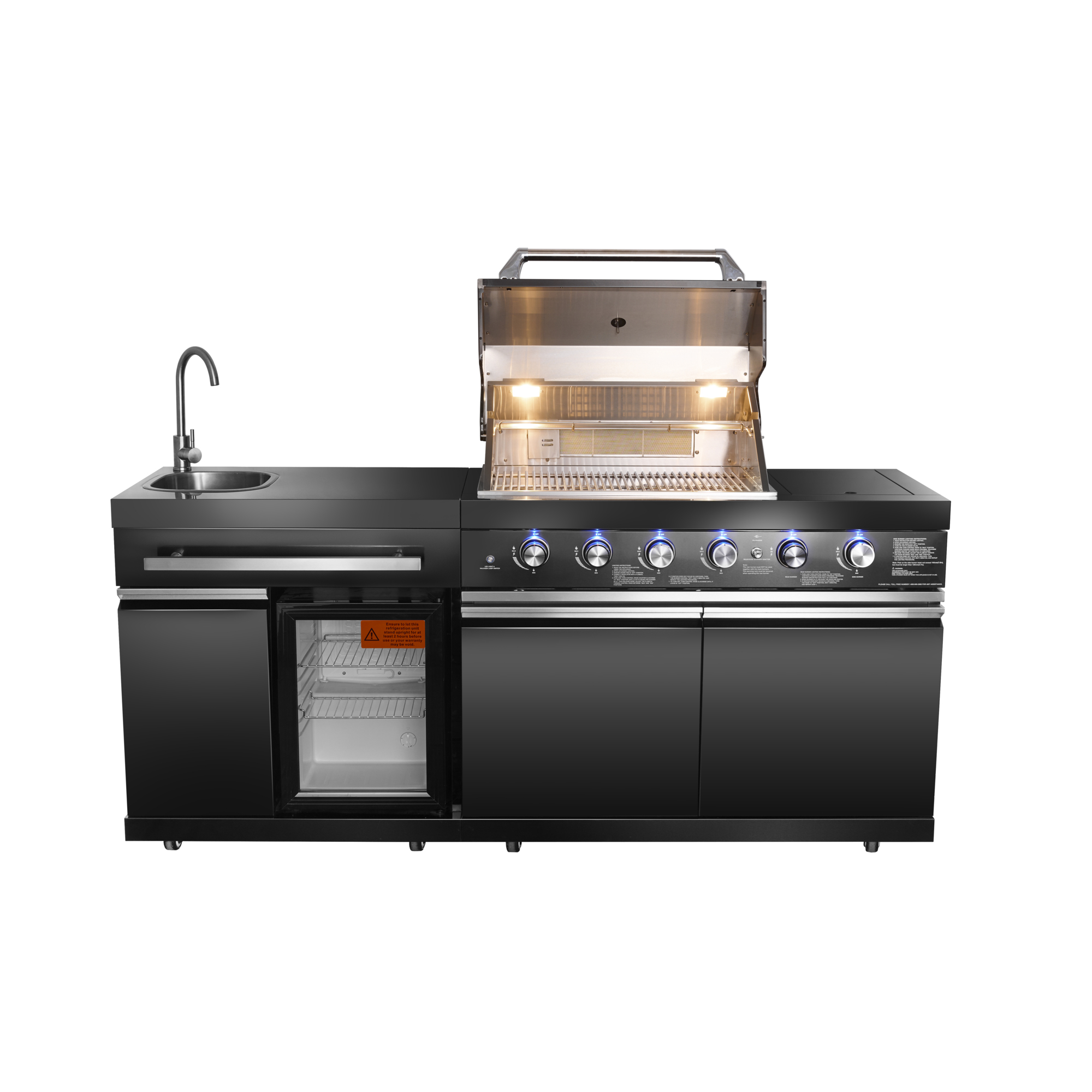 Big Horn, 4+2 Burner Black Stainless Island BBQ Grill, Fuel Type Propane, Model# SRGG42413